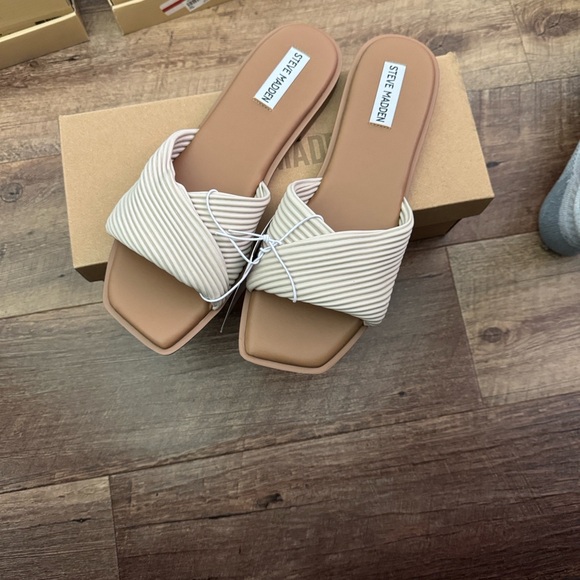 Steve Madden Shoes - Steve Madden Cream Crisscross Slides